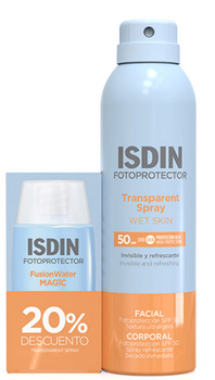 Набір Isdin Fotoprotector Спрей для захисту від сонця SPF 50 250 мл  + Крем для захисту від сонця для обличчя SPF 50 50 мл (8429420324565)