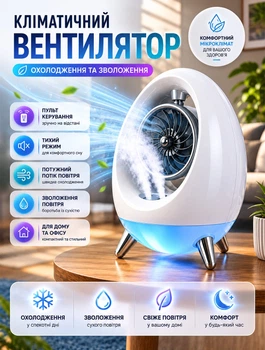 Мини-вентилятор портативный настольный SmartAir Egg с увлажнением и подсветкой питание от USB или Powerbank