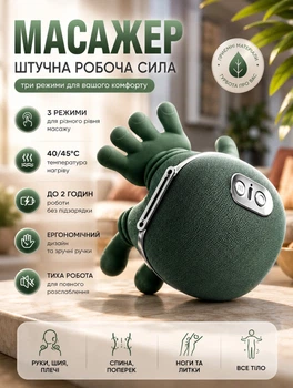 Беспроводной аккумуляторный массажер Massage для шеи и плеч с инфракрасным подогревом и 3 режимами