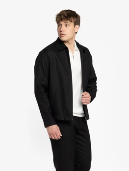 Бомбер чоловічий чорний лляний Arber Bomber Jacket KR82 60 зріст 6 чорний (M08.05.02.611)