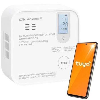 Датчик чадного газу Qoltec бездротовий 85дБ  ​Wi-Fi TUYA (5901878526553)