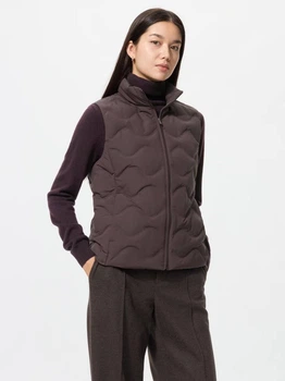 Теплый жилет короткий женский Uniqlo 663743073 S Коричневый (1159862522)
