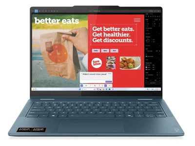 Ноутбук 2-в-1 Lenovo Yoga 7 (83JR008KPB), AMD Ryzen AI 5 340 / 14" / OLED / Touch / RAM 16 ГБ LPDDR5 / SSD 1 ТБ / AMD Radeon 840M / Windows 11 Home / Бірюзовий