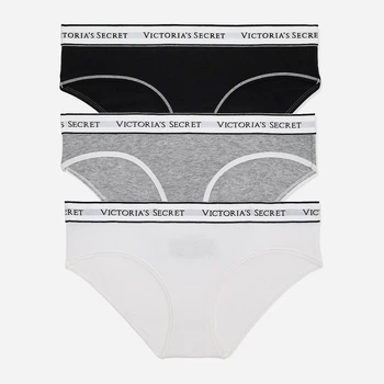 Набор трусиков хипстеры женских хлопковых Victoria's Secret 894380501 L 3 шт Белый/Серый/Черный (1159863941)