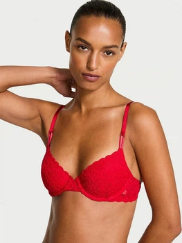 Бюстгальтер із кісточками мереживний Victoria's Secret 271742837 38C Червоний (1159865096)