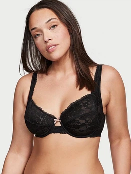 Бюстгальтер с косточками кружевной Victoria's Secret 652296330 34D Черный (1161928360)