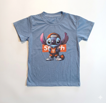 Детская футболка Stitch Серо-голубая (размер 110-116см)
