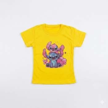 Дитяча футболка Stitch та Angel Жовта (розмір 122-128см)
