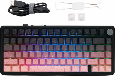 Бездротова ігрова механічна клавітура Attack shark x85 Pink contour gradient 75%, Hot-Swap, RGB, 2.4GHz/Bluetooth/USB