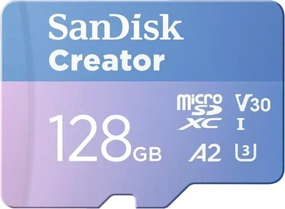 Карта пам'яті SanDisk 128 GB microSDXC UHS-I U3 V30 A2 Creator (SDSQXAA-128G-GN6MS)