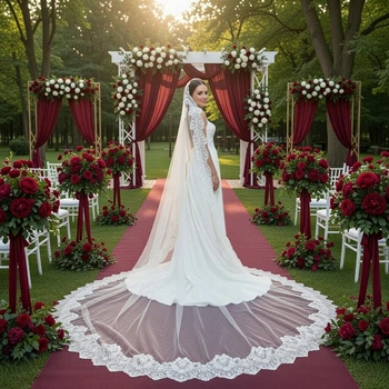 Фата весільна Іспанка Айворі 300*300 см Елегантна весільна фата Красива фата для нареченої