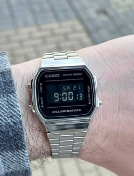 Часы Casio A168WA-1YES. мужской серый-черный