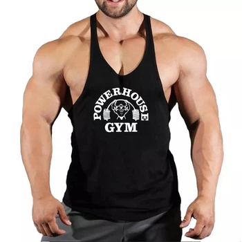 Майка чоловіча з вузькими бретелями "Powerhouse Gym" чорна М