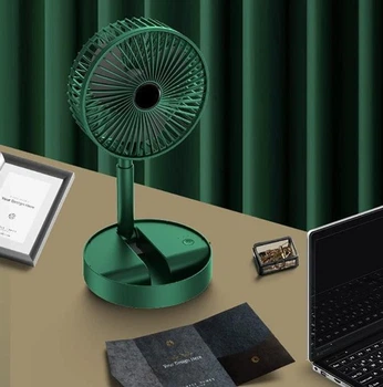 Портативный мини вентилятор для дома Telescopic Folding Fan Складной настольный вентилятор с USB зарядкой 123222 зеленый.