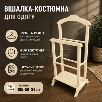 Вішалка-костюмна підлогова для одягу Слонова кістка 105х50х34 см
