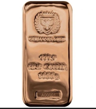 Мідний зливок Germania Mint 1000 г (1 кг) CU 999.9