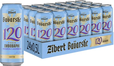 Упаковка пива Zibert Баварське светлое фильтрованное 5% 0.5 л х 24 шт (4820193034011)