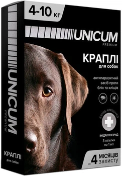 Капли Unicum Premium от блох и клещей на холку для собак массой 4-10 кг (UN-007) (4820150201791)
