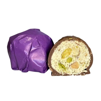 Дубайские конфеты LUX CHOCO 3112 с измельченным миндалем, фисташкой, лесными орехами и тестом катаифи. 1 шт 40 гр