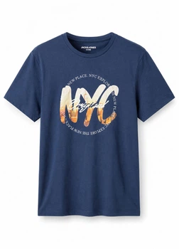 Футболка из хлопка Jack & Jones 122224511c64 M темно-синяя (100011672)
