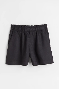 Шорты из льна H&M 1058332001c63 L черные (100011461)