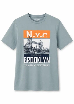 Футболка из хлопка Jack & Jones 12222451c64 S голубая (100011703)