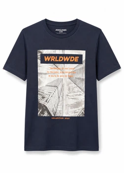 Футболка из хлопка Jack & Jones 122224512c64 XL темно-синяя (100012842)