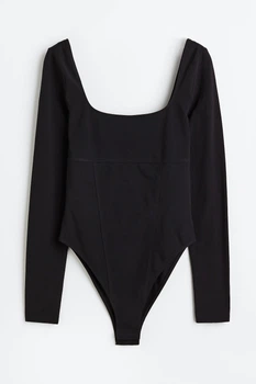 Боди с вырезом H&M 1109769003c63 S черное (100011448)