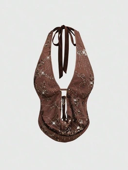 Топ Shein sz2412031004922254 L коричневый (100012400)