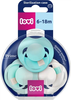 Пустушка силіконова динамічна Lovi Prime 6-18 місяців 3 шт Aqua Green (34/452)