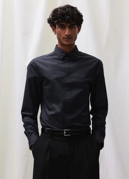 Сорочка slim fit H&M 976709003c36 M чорна (100011510)