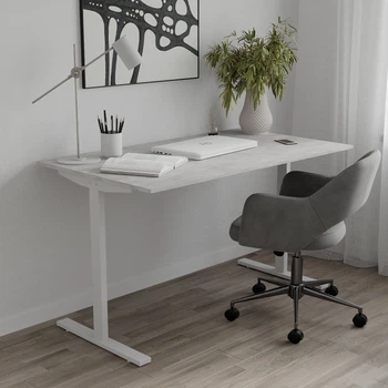 Стол письменный Space Ferrum-decor 750x1000x600 Белый металл ДСП Бетон 16 мм (SPACE028)