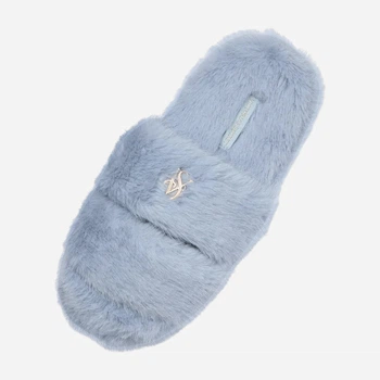 Женские домашние тапочки утепленные меховые с открытым носком Victoria's Secret 885569102 40-41 Голубые (1159864309)