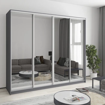 Шкаф-купе четырехдверный MebelStar Стандарт AL 4 Зеркала 240x60x210 см Антрацит (MBS-12325)