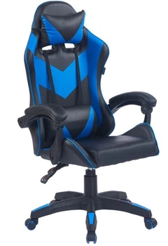 Кресло геймерское игровое Bonro BN-086 синее с подушкой (42401099)