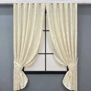 Комплект коротких штор VR-Textil Льон мармур Pavliani ХО №1908ш Молочний 130х170 см 2 шт (35-0411)