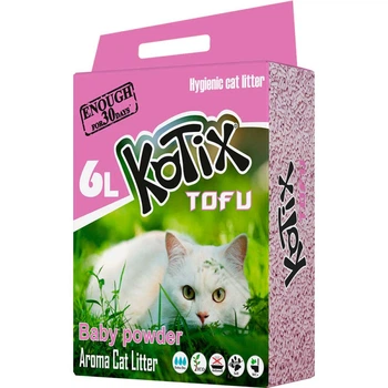 Наповнювач для котячого туалету Тофу з ароматом дитячої присипки KOTIX TOFU Baby Powder 6 л