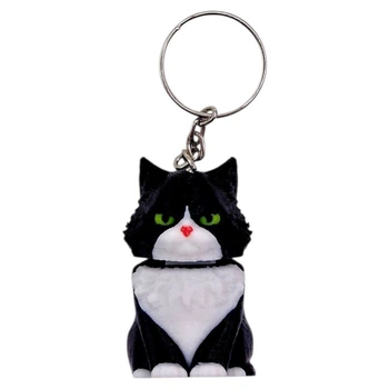 Брелок 3d друк "КОТИК З ПРУЖИНОЮ" (ЧОРНИЙ), KEYCHAIN MIC (299276)