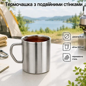 Термочашка из нержавейки с двойными стенками A-PLUS 300 мл (0280)