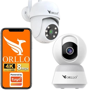 Zestaw 2 Kamer WiFi IP ORLLO TZ2 PRO + TW1 Zewnętrzna i Wewnętrzna 4MP + 8MP (TZ-2-PRO-TW1)