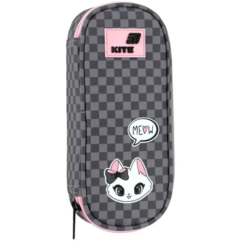 Пенал Kite Meow K26-599-13, 1 отделение, клапан с карманом на молнии, для девочки