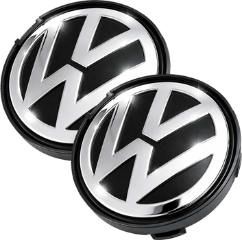 Комплект автомобільних ковпаків (заглушок) на литі диски Volkswagen 7M7601165/7D0601165 63/56 мм 2 шт Black