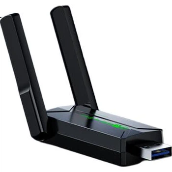 Бездротовий мережевий адаптер BIAZE WiFi6 без драйверів USB Bluetooth 5.4 з двома зовнішніми антенами з високим коефіцієнтом посилення, приймач-передавач WiFi для настільних комп'ютерів і ноутбуків для побутових систем