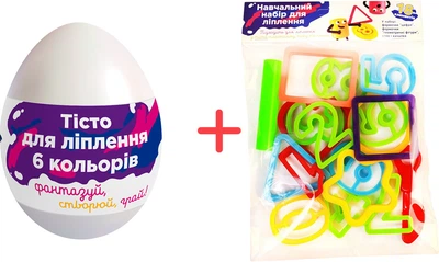 Набор для лепки в яйце Clay Anyway Тесто для лепки 6 цветов + Набор аксессуаров для лепки Clay Anyway Обучающий набор (4820266221621+4820266221669)