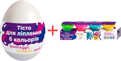 Набор для лепки в яйце Clay Anyway Тесто для лепки 6 цветов + Набор для детского творчества Clay Anyway Тесто-пластилин Неоновые цвета (4820266221621+4820266220143)