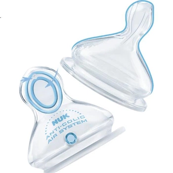 Пляшечка для годування NUK Germany Wide Neck Baby Blue, розмір M, силіконова антиколікова соска, 240 мл, скляна, 0-6 місяців