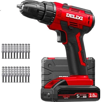 DELIXI ELECTRIC 21V Беспроводная литиевая аккумуляторная электрическая дрель, многофункциональная бытовая мини-отвертка, двухскоростная