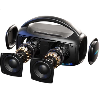 Портативная портативная колонка Aiwa AH-22 [Xiaodu AI Voice] для караоке, вечеринок и вечеринок, с поддержкой Bluetooth, RGB-подсветкой, а также двумя микрофонами. Идеальный подарок на Новый год.