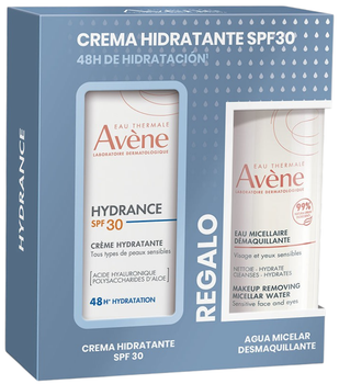 Zestaw do pielęgnacji twarzy Avene Hydrance Krem nawilżający Spf 30 40 ml + Woda micelarna do demakijażu 100 ml (3282779447171)