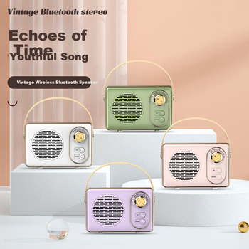 Беспроводная портативная Bluetooth-колонка Weizhi, симпатичная ретро-мини-аудиосистема для дома, металлический сабвуфер DZ-004 белого цвета.